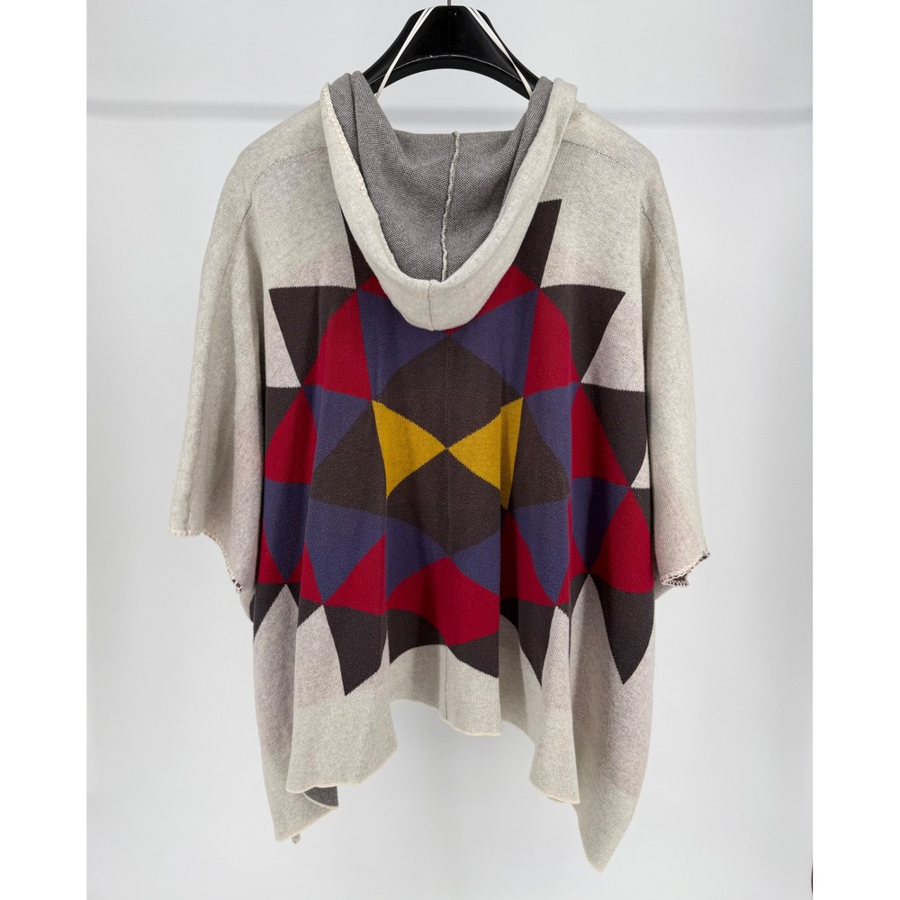 Billabong Hooded Poncho Cardigan Geometric Aztec Knit Wrap Oatmeal JV01DENC M/L - Picture 7 of 8